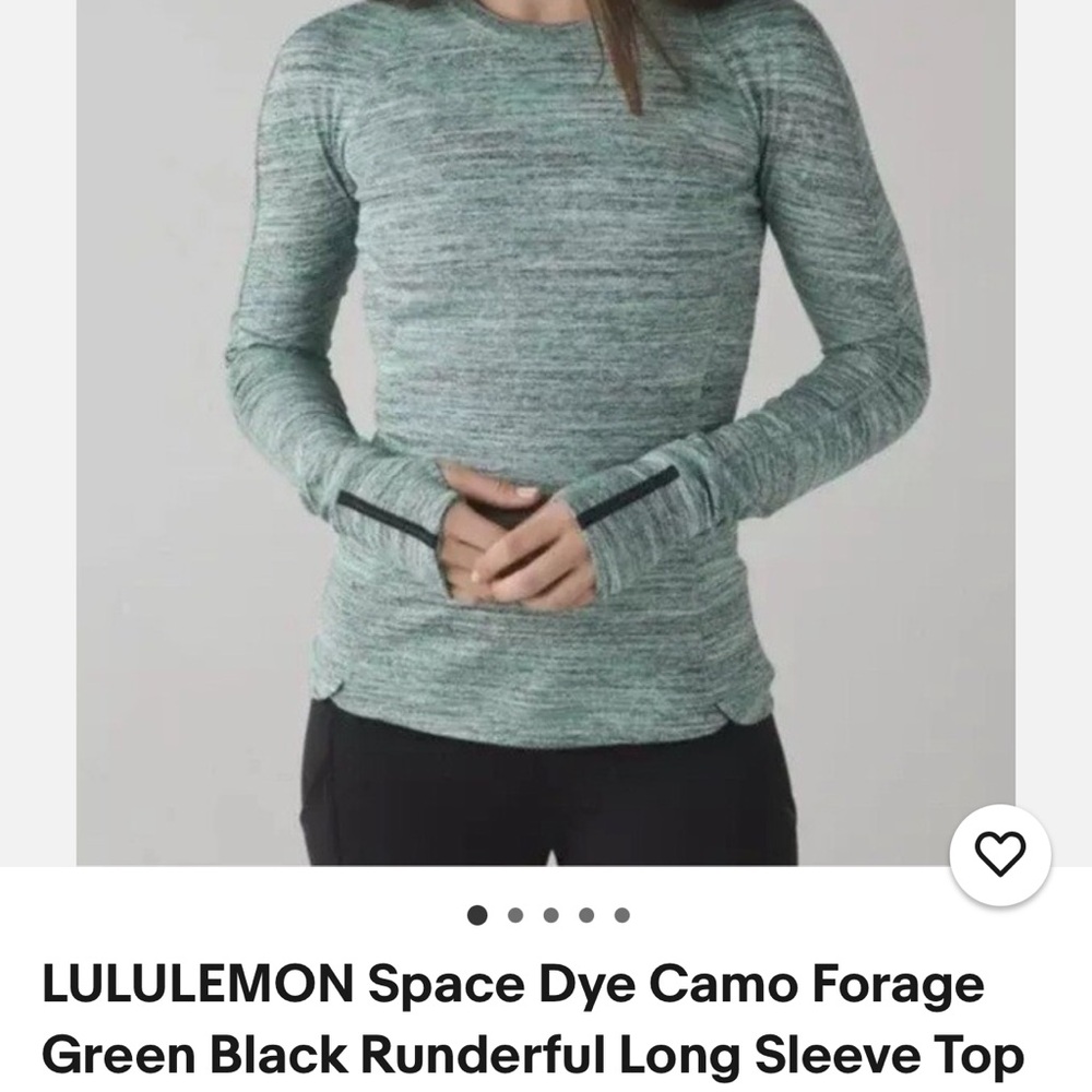 Lululemon Space Dye Camo Forage RunderfulWomen's Heathered Green Long Sleeve Top - Picture 7 of 8